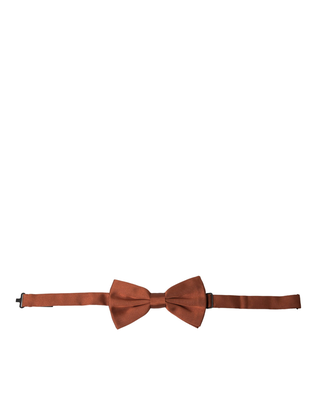 Brown silk adjustable neck men bow tie, Brown, medium