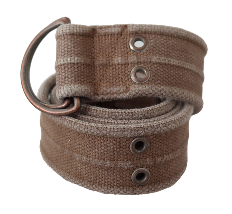 Beige leather logo belt sling cintura buckle belt-null