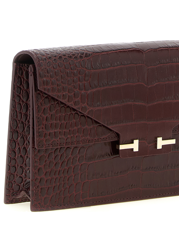 Bordeaux calfskin clutch bag-null