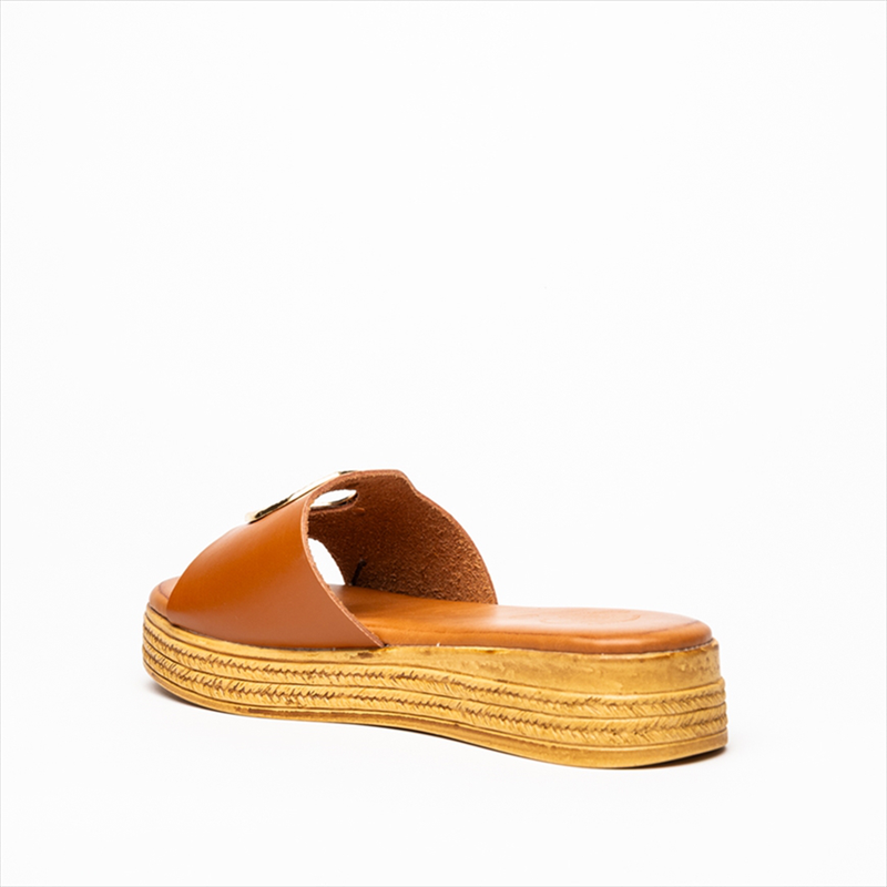 Athenais espadrille low wedge flatform sliders with round gold embellishment-null