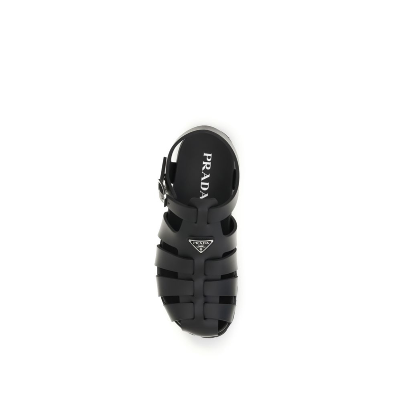 Black calf leather bos taurus flat sandals-null