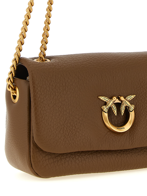 Brown lamb leather shoulder bag-null