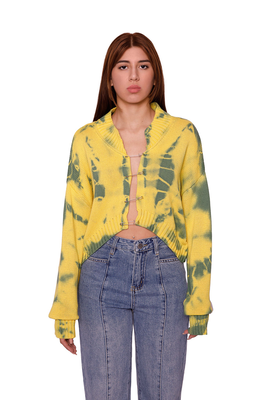 Cardigan with safety pins, Yellow, medium