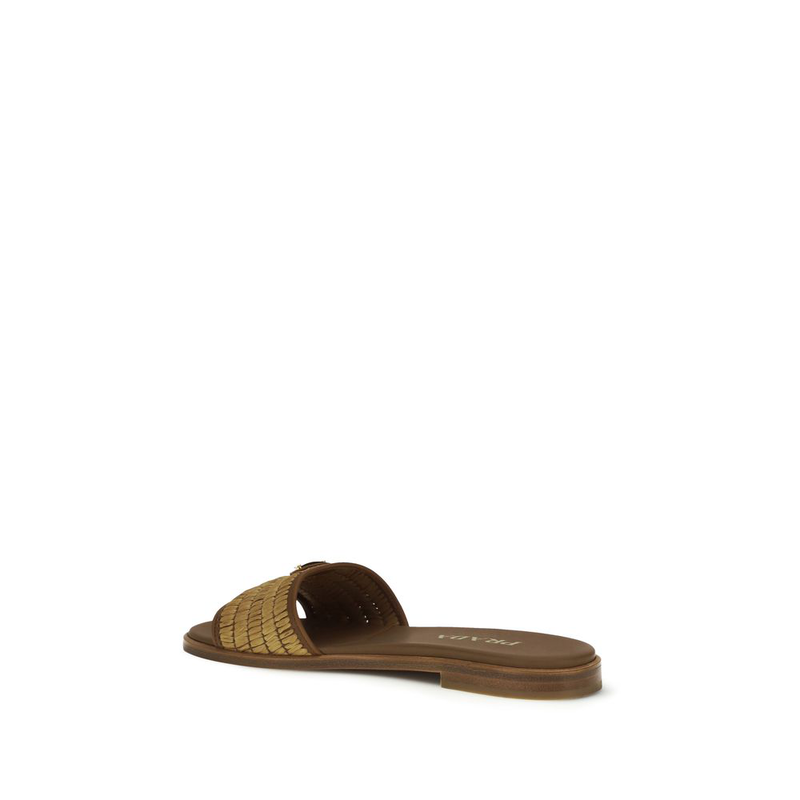 Brown raffia slippers-null