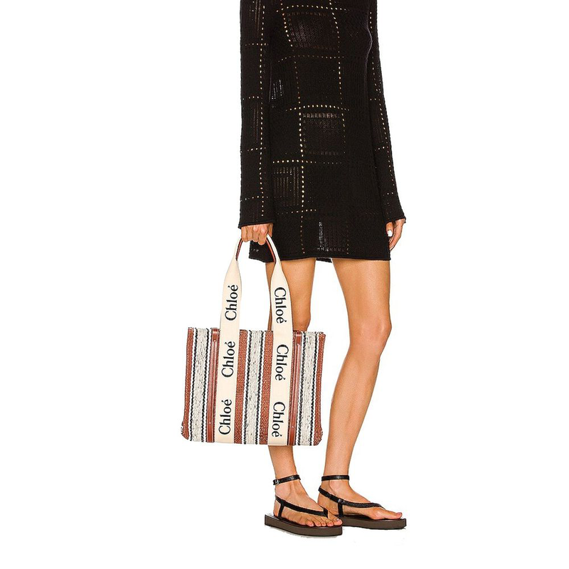 Brown linen tote bag-null