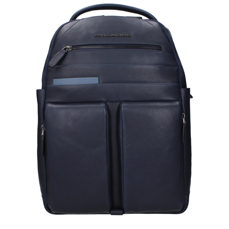 Blue leather backpack-null
