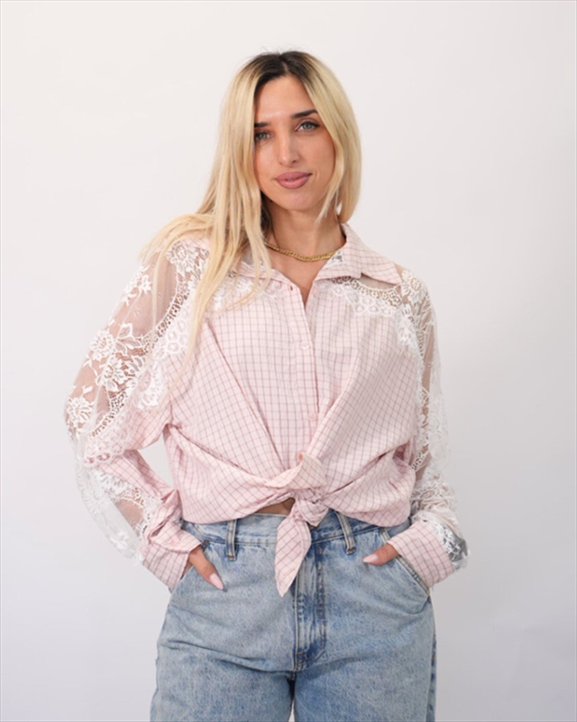 Stripe shirt with lace 30958-null