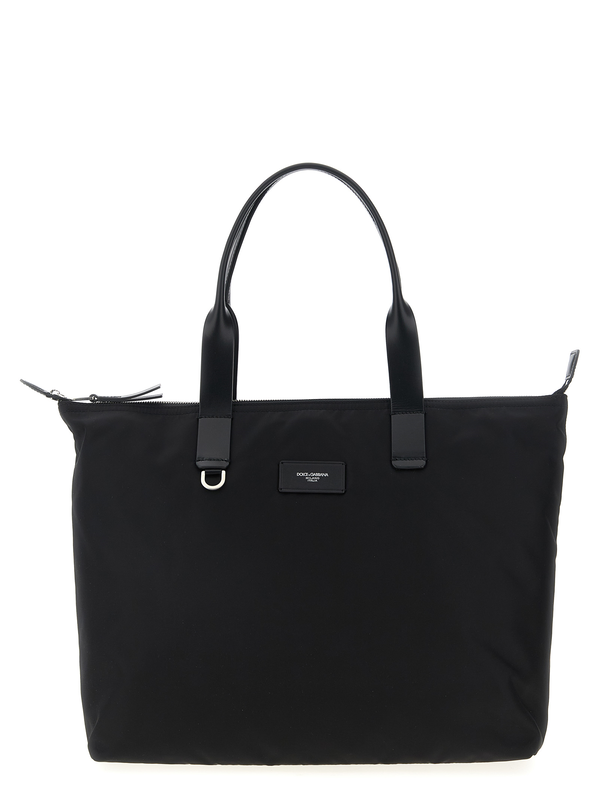 Black polyamide tote bag-null