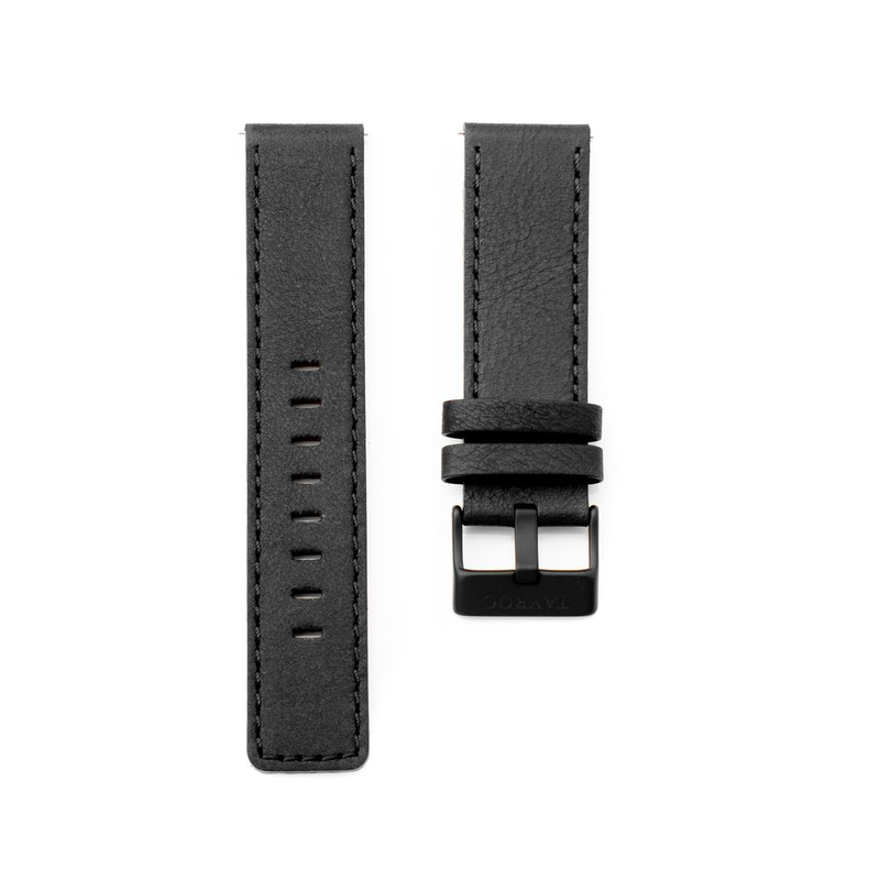 Black leather dress watch-null
