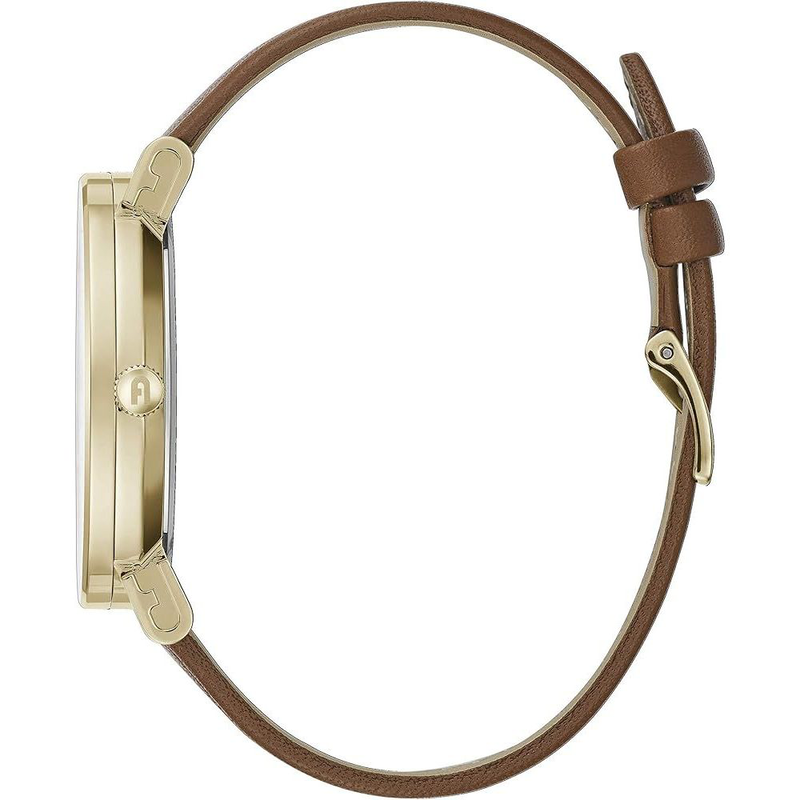 Brown leather dress watch-null