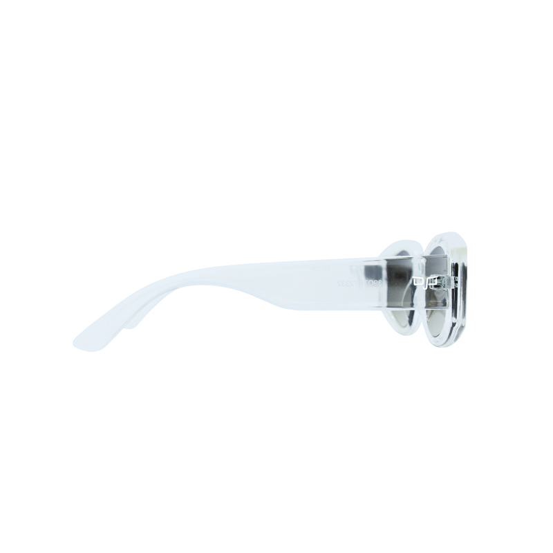 OJO sunglasses trend oval with clear frame and temples with brown gradient lenses rx-null