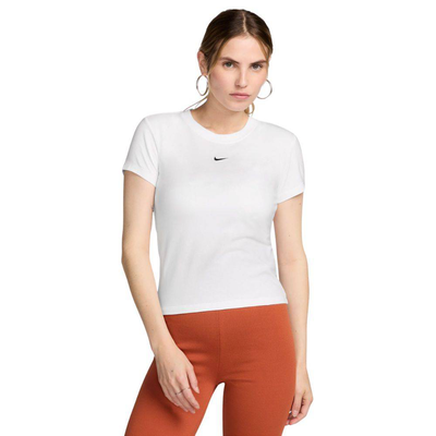 Nike sportswear womens chill knit mid cropped top, White / Black, medium