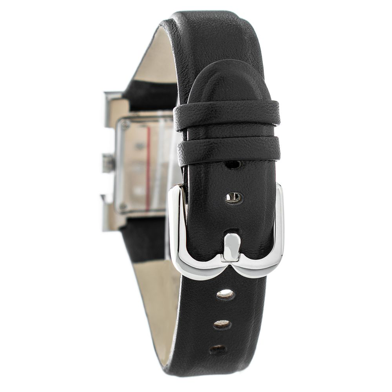 Black leather dress watch-null