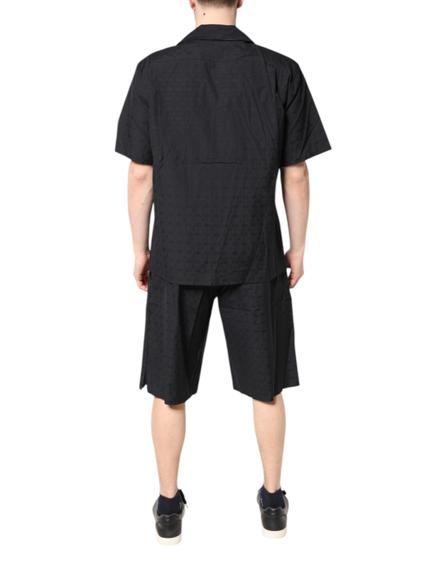 Black cotton men pajama set sleepwear-null