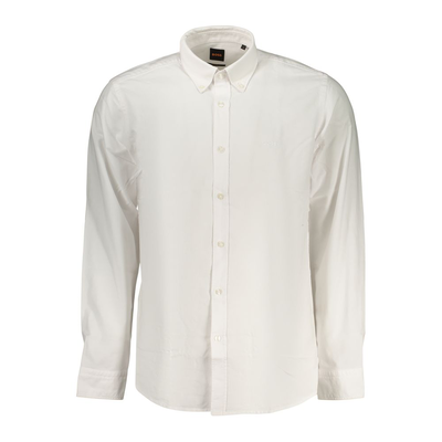White cotton men's shirt, White, medium