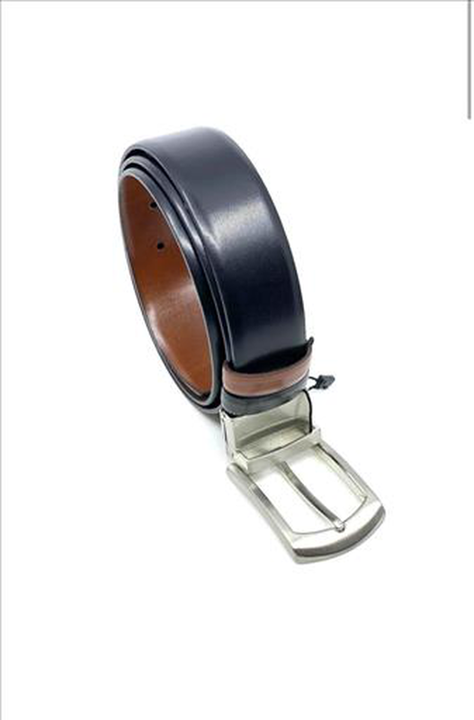 Reversible leather belt with contrast colour image number null