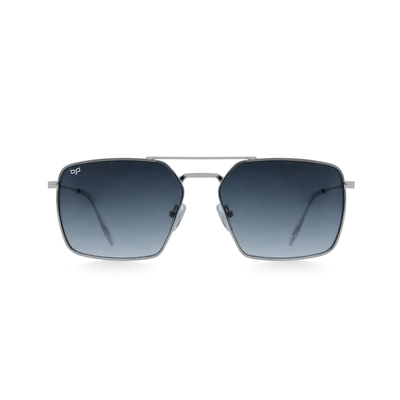 OJO sunglasses man square silver frame and temples with blue lenses rx, , medium