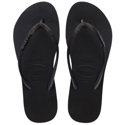 Slim flatform sparkle, Black, medium