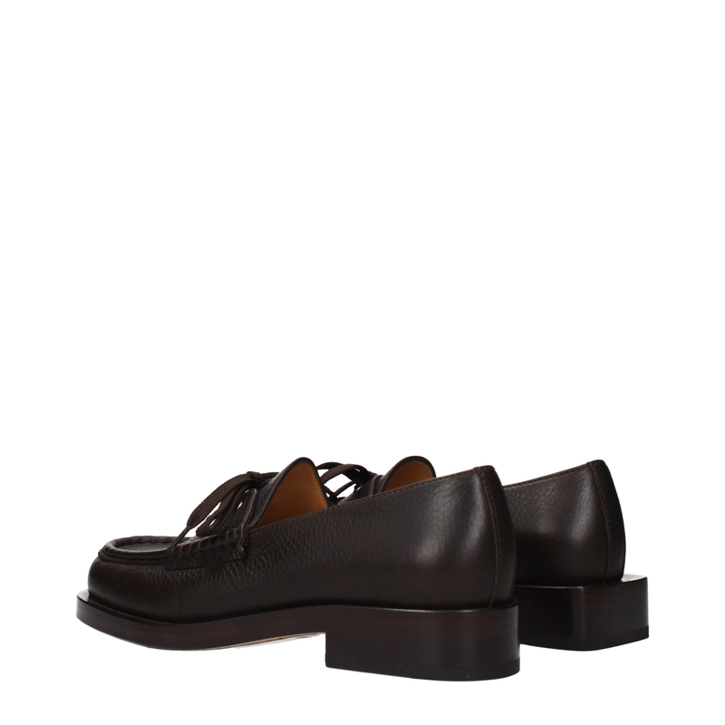 Brown leather slip-on loafers-null