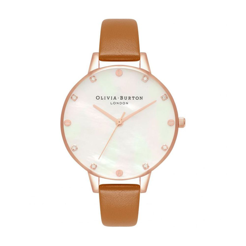 Brown artificial leather dress watch-null