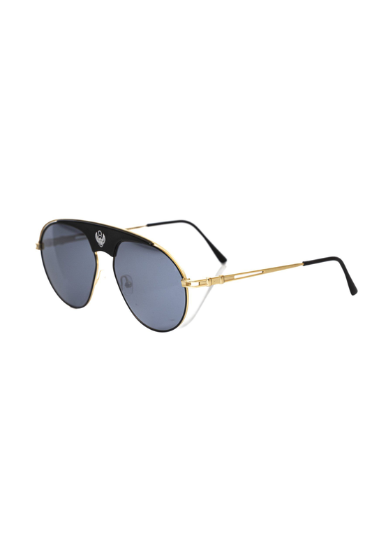Black metallic men's sunglass shield-null