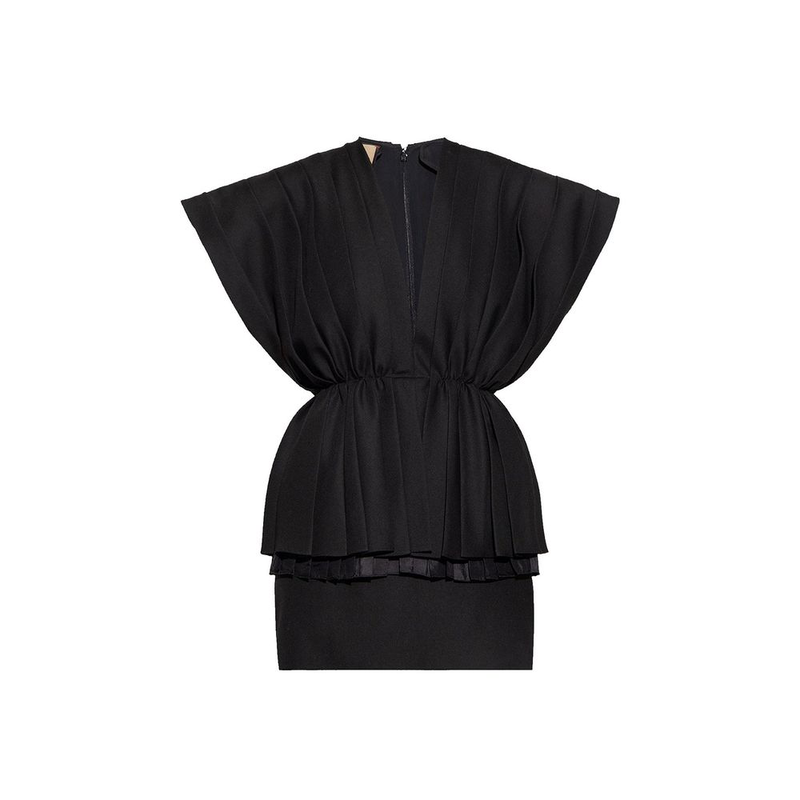Black wool casual dress-null