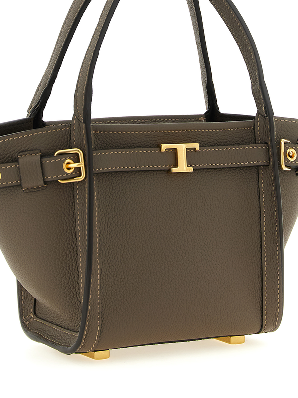 Gray calfskin tote bag-null