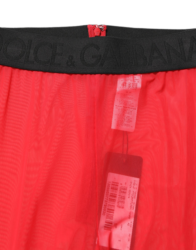 Red nylon stretch slim legging trouser pants-null