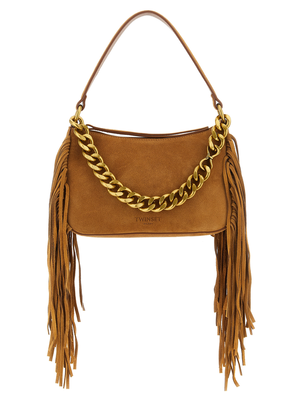 Brown leather shoulder bag-null