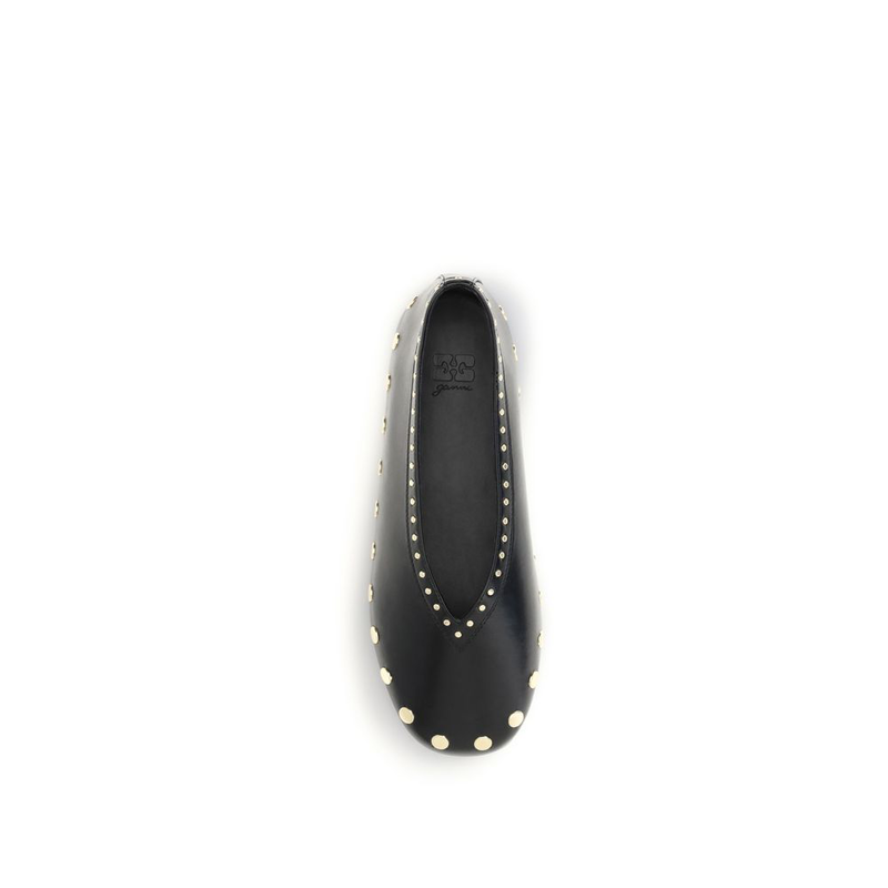 Black polyurethane ballet flats-null