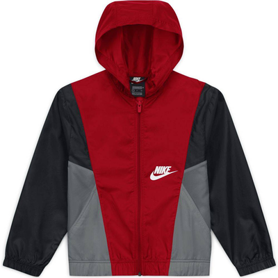 Boys sportswear woven jacket, Red / Black, medium