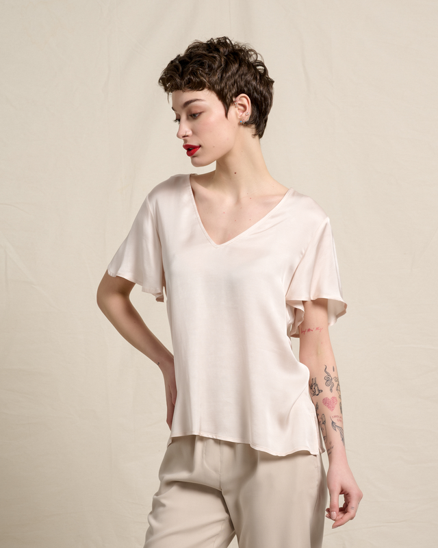 Blouse satin v neck-null