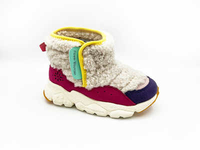 Naturino taro junior faux leather and synthetic ankle boots, cream-fuchsia nat1nf, White-pink, medium