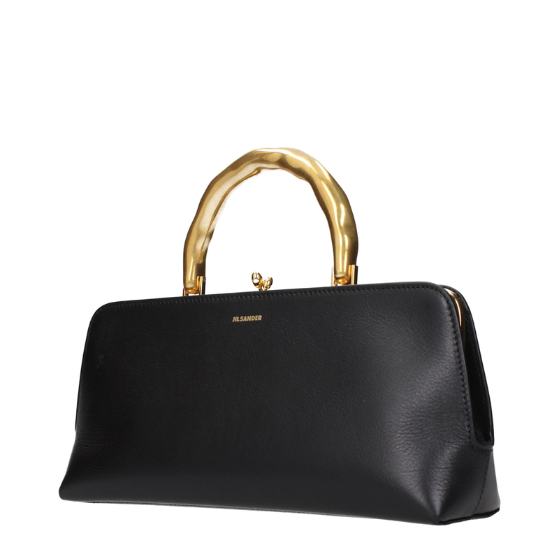 Black leather handbag-null