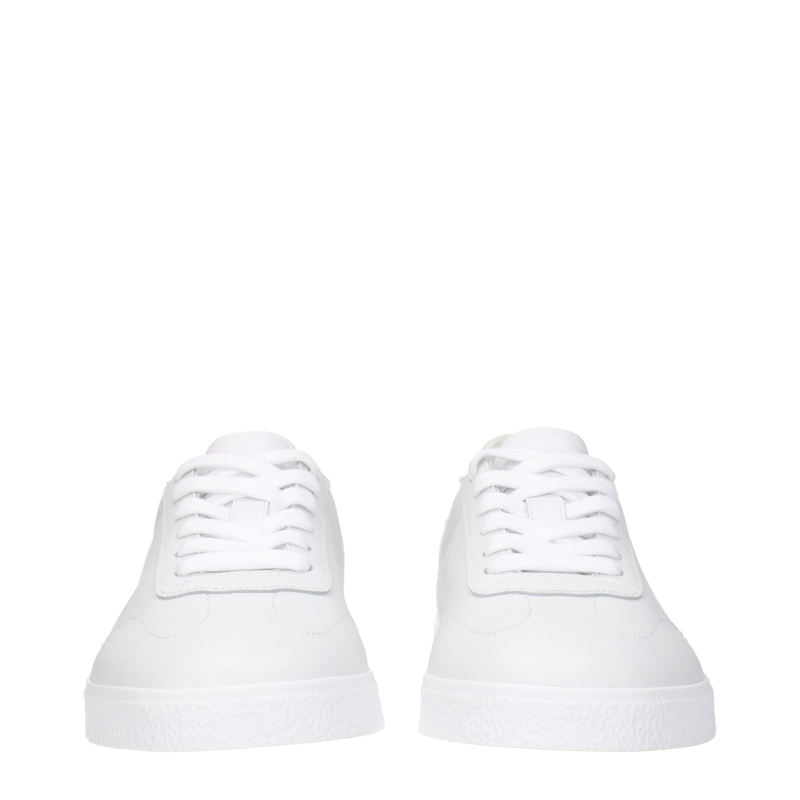 White leather low top sneakers-null
