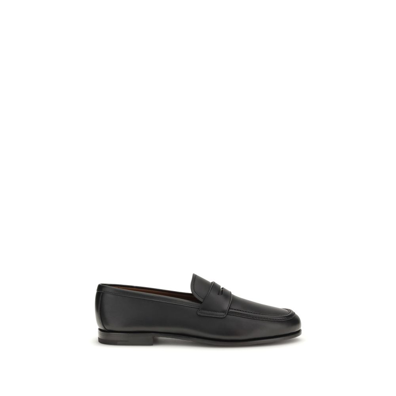 Black calf leather bos taurus slip-on loafers-null