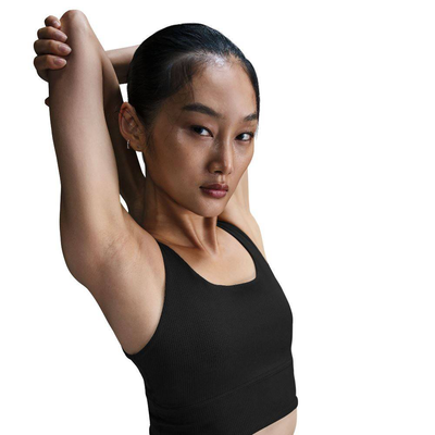 Zenvy rib light-support padded sports bra, Black, medium