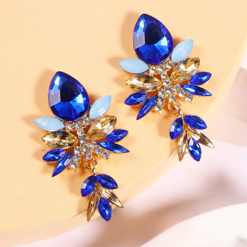 Crystal statement earrings blue image number null