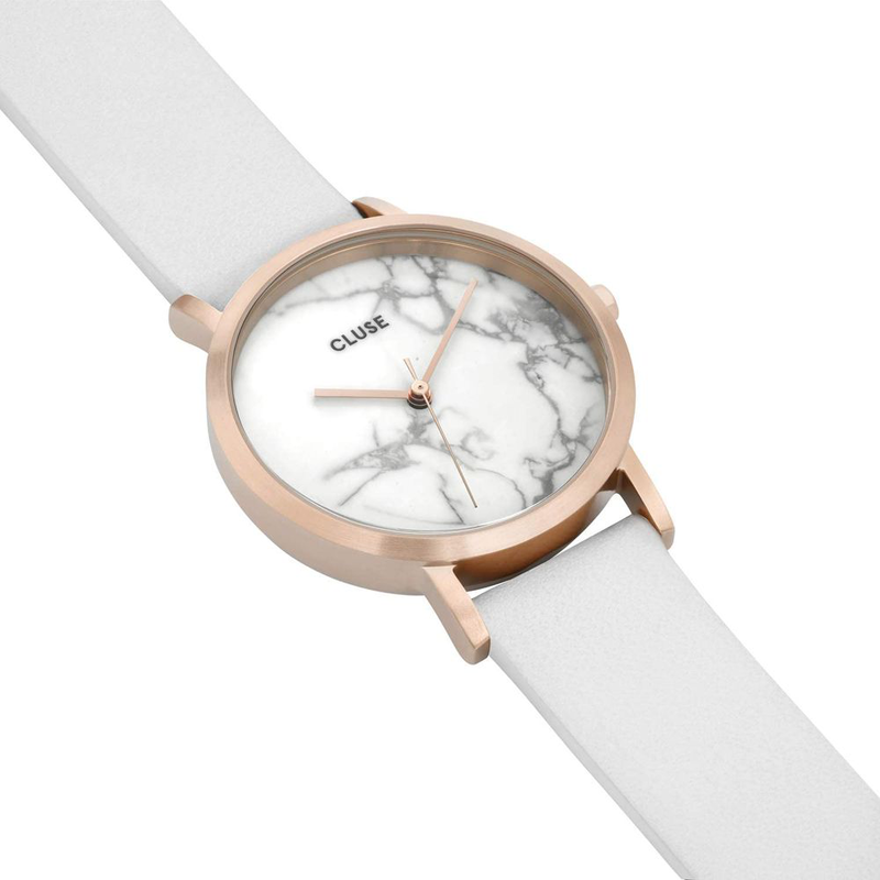 White leather dress watch-null