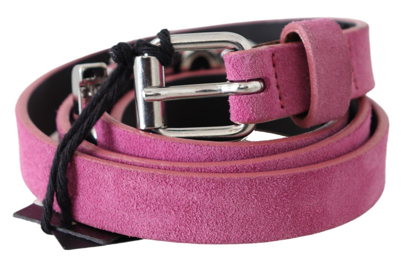 Pink silver chrome metal buckle waist belt-null