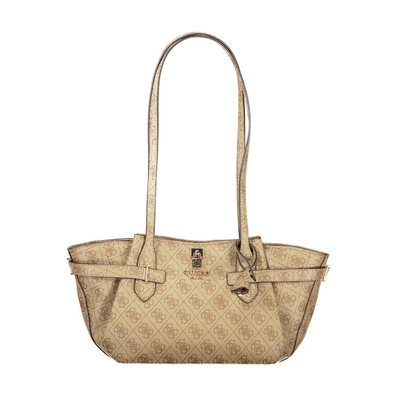 Beige polyurethane women handbag-null