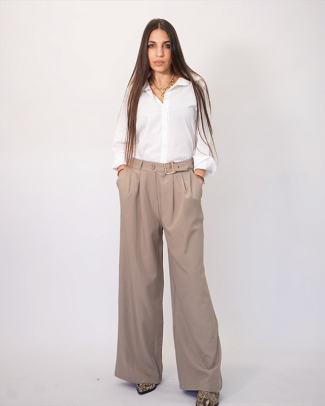 Wide leg pants with gold belt ble207-null