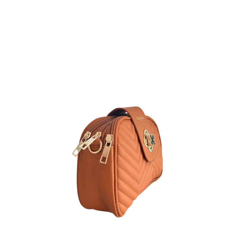 Brown pu women crossbody bag-null