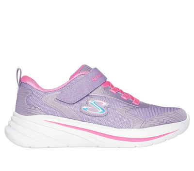 Skechers gore and strap sparkle mesh sneaker w/ satin overlays, Purple, medium