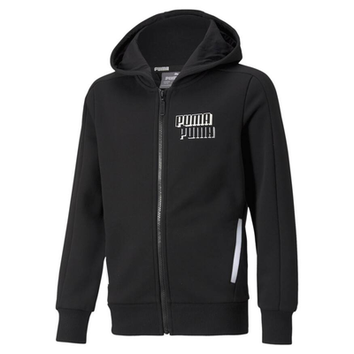 Alpha youth full-zip fleece hoodie, Black, medium