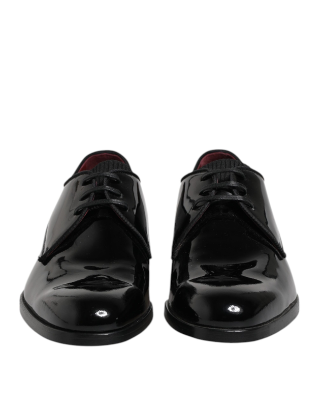 Black leather lace up men derby formal shoes-null
