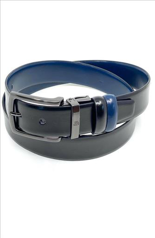 Reversible leather belt with contrast colour image number null