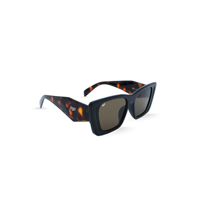 OJO sunglasses trend square black frame and shell brown temples with brown lenses rx