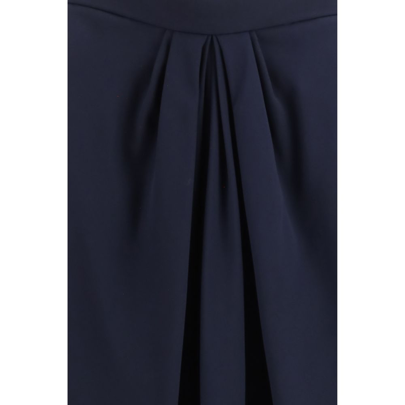 Blue silk long skirt-null