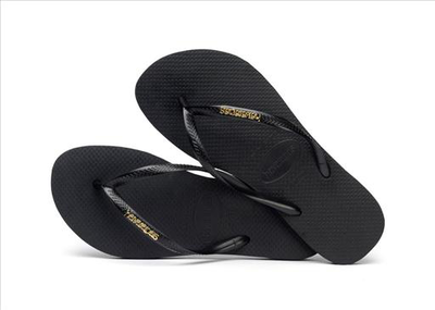 Havaianas  slim logo metallic, Black/gold, medium